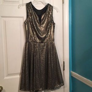 Gold sequins black dress